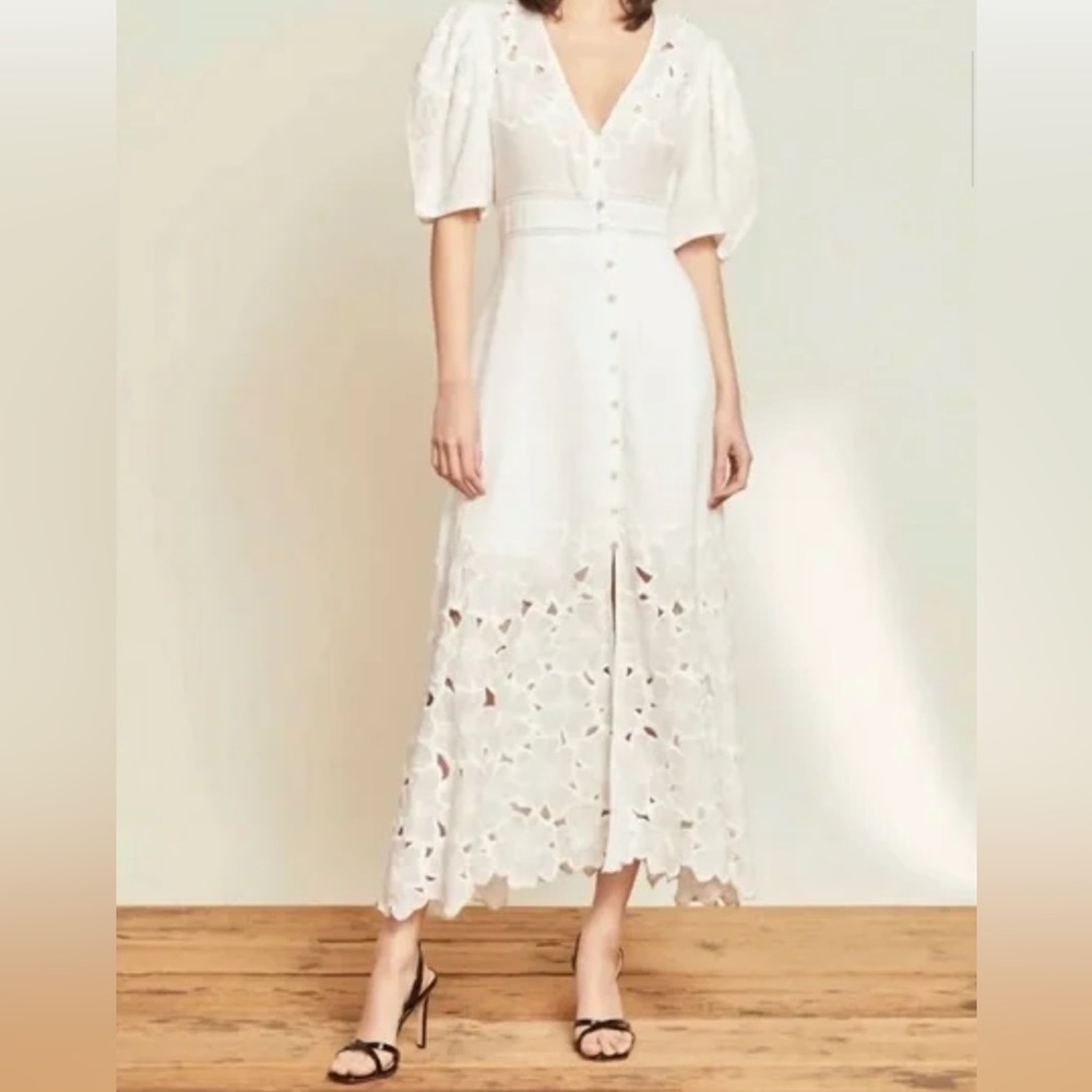 VERONICA BEARD Hope White Floral Embroidered Dress Sz 6